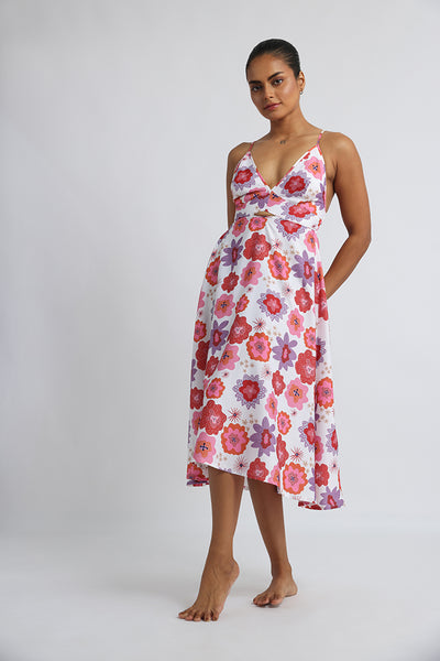 Red - Crepe beach dress