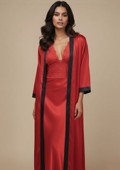 Red - Satin bridal set
