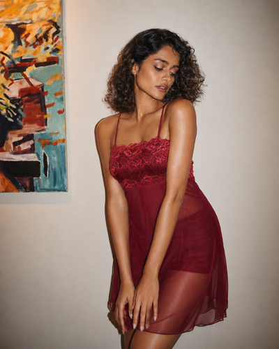 Merlot - Mesh Baby Doll