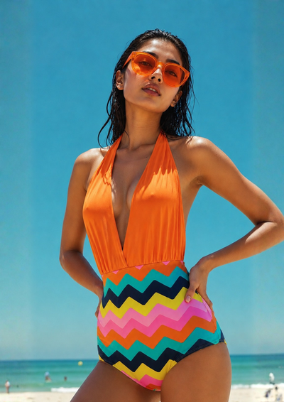 Sunset Wave Halter Monokini