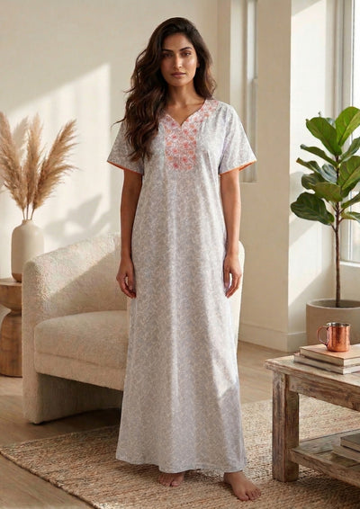 Embroidered - Cotton nighty