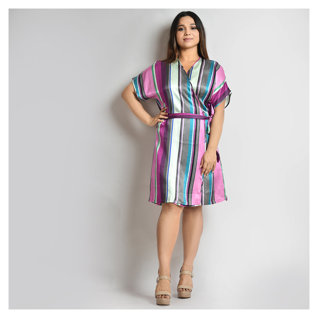 Elegant Multi Stripe Silk Robes for Women