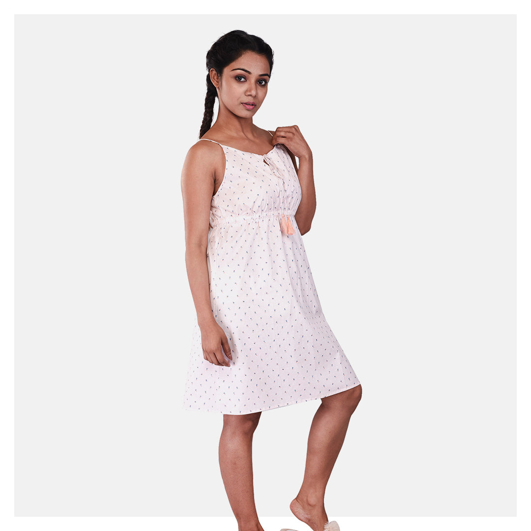 Stylish Peach Pink Floral Cotton Nightgowns for Women