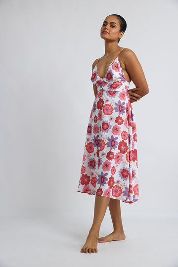 Red - Crepe beach dress