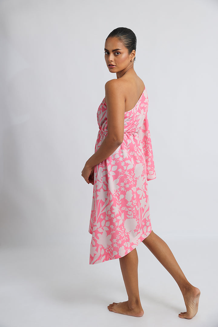 One-Shoulder Floral Printed Beach Dress: Day-to-Night Elegance