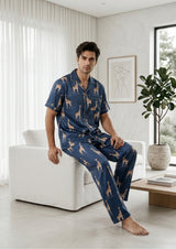 Blue - Cotton Blend mens nightsuit