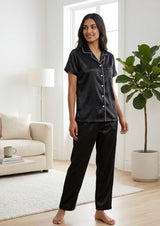 Black - Satin pajama set