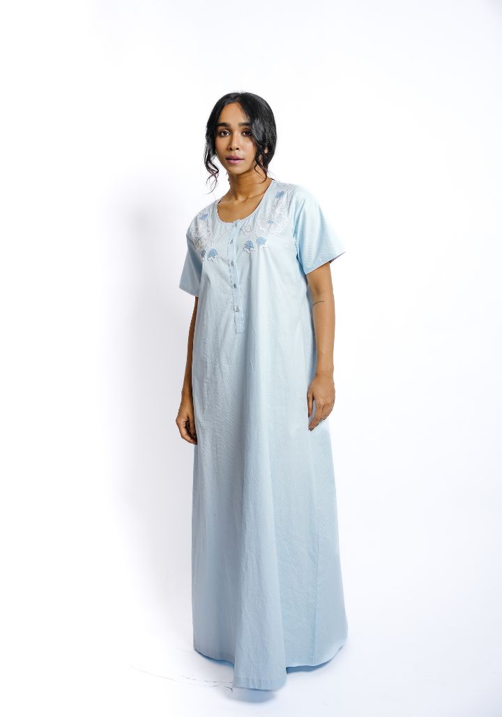 Hand Embroidered Cotton Nighty