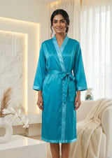 Teal - Satin short gown