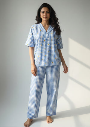Sunflower - Seersucker Cotton pajama set