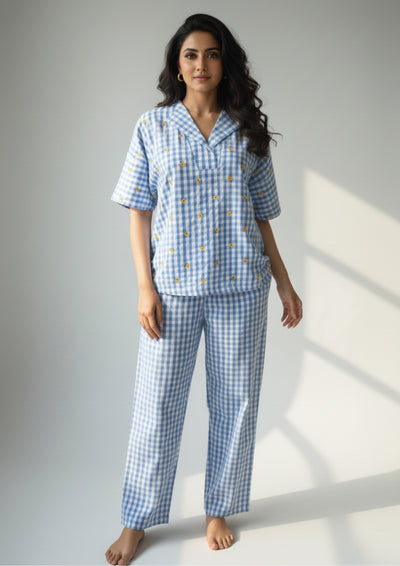 Sunflower - Seersucker Cotton pajama set