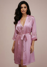 Rose Dusk Satin 2-Piece Nighty Gown Set – Rust