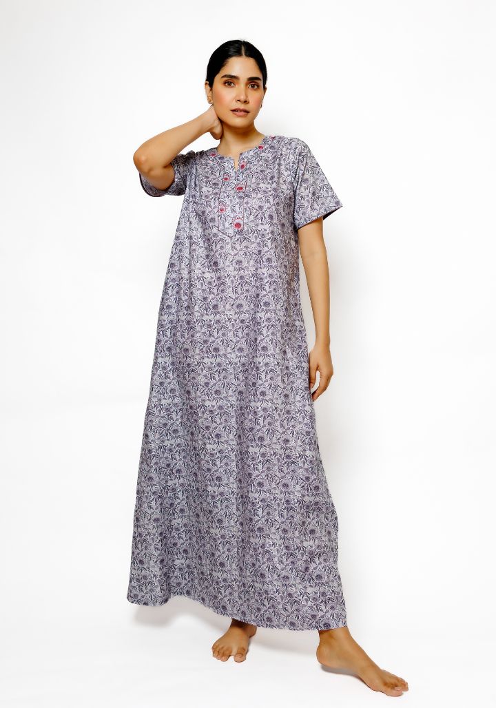 Feather Cotton Nighty with Exclusive Prints