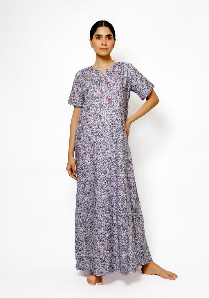 Feather Cotton Nighty with Exclusive Prints