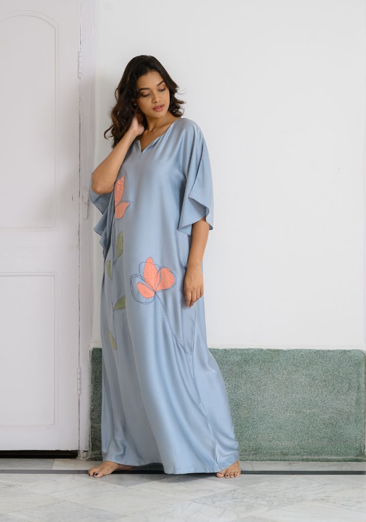 Grey Satin Kaftan