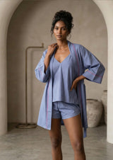 Blue Printed 3-Piece Lounge Set