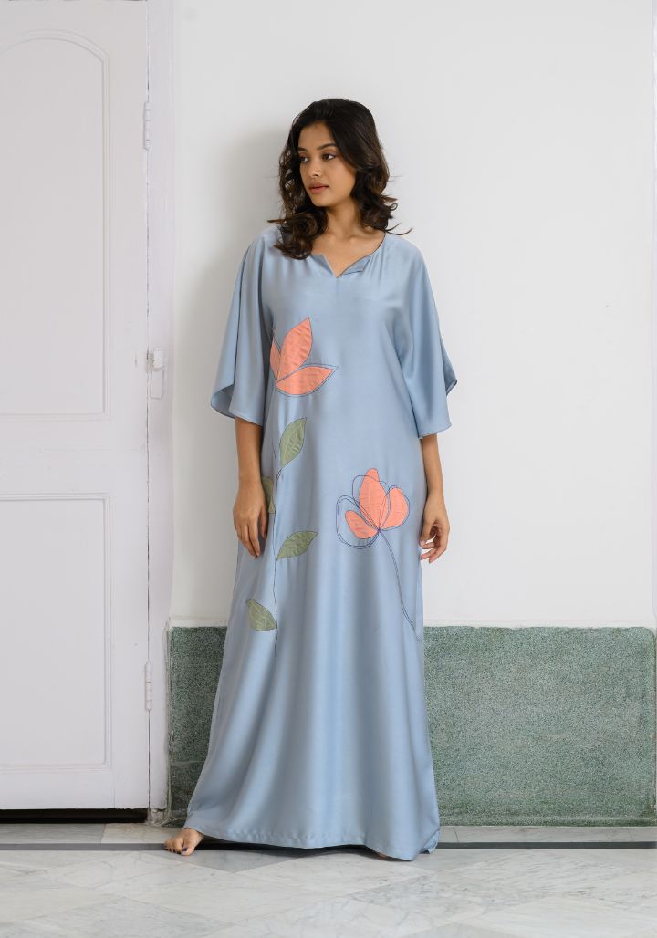 Grey Satin Kaftan