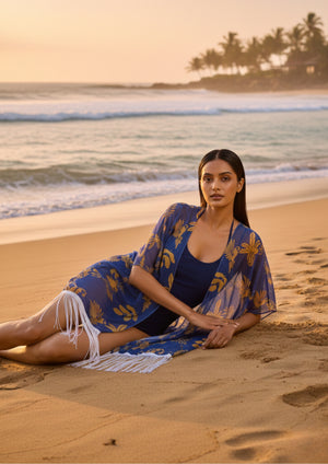 Cobalt Canopy Fringe Cover-Up