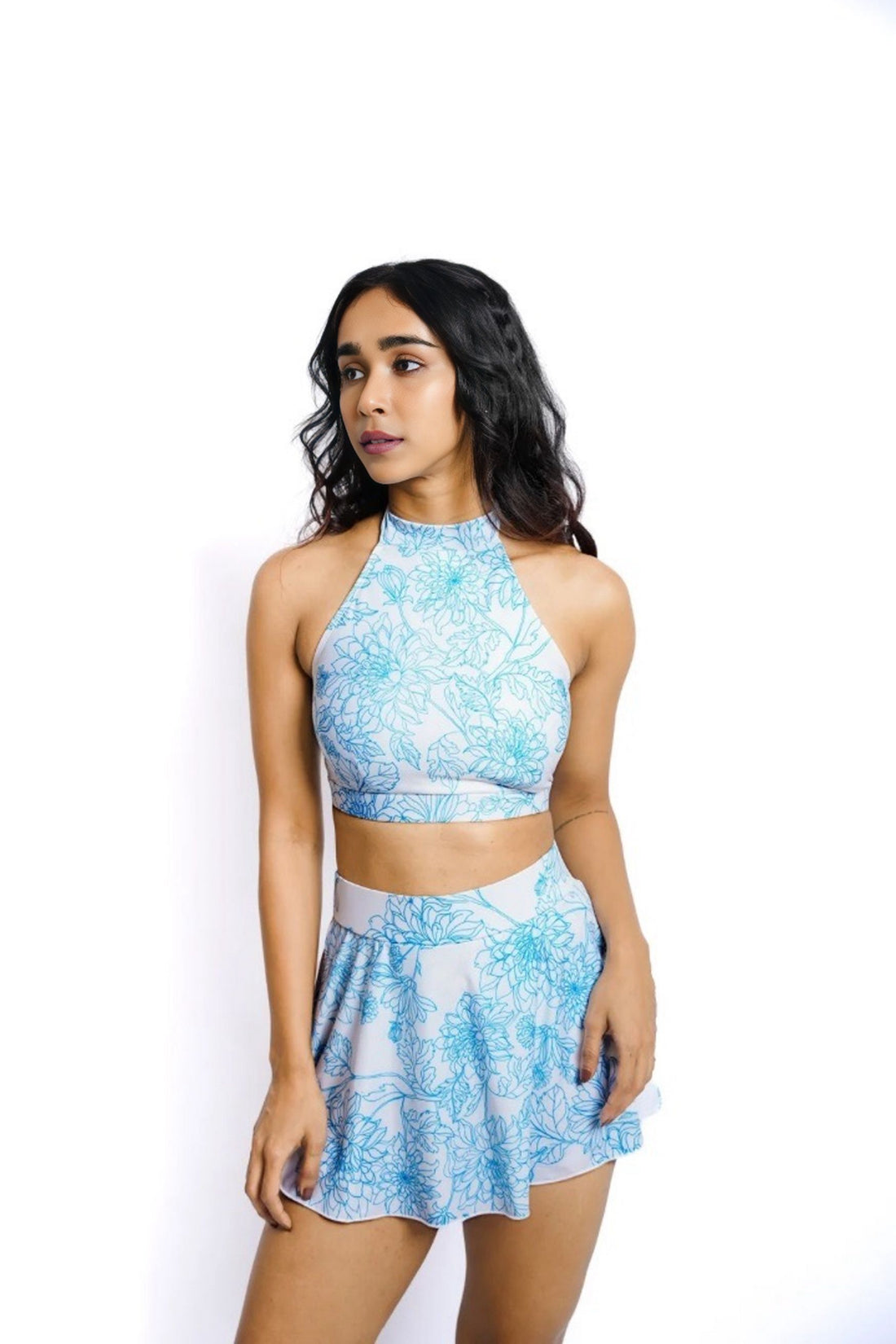 Dalia Dreams Crop Tank Top and High-Waist Skirt Swim Suit: Your Beach Club Glamour Ensemble