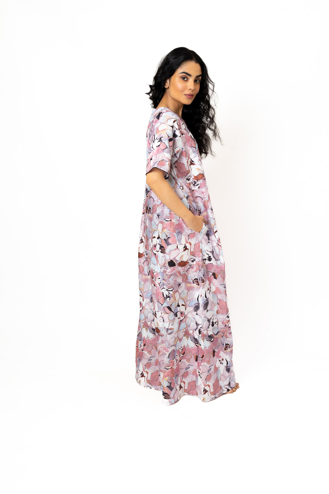 Long Feather-Soft Cotton Nighty with Piping Detail