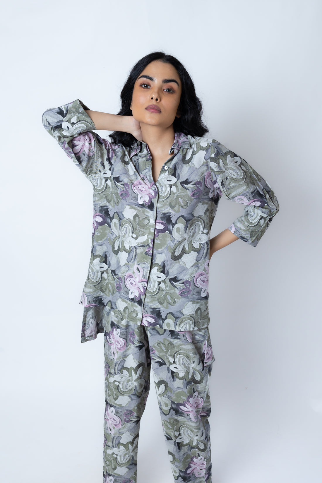 Crushed Cotton Printed Co-Ord Set – Lightweight Lounge Wear