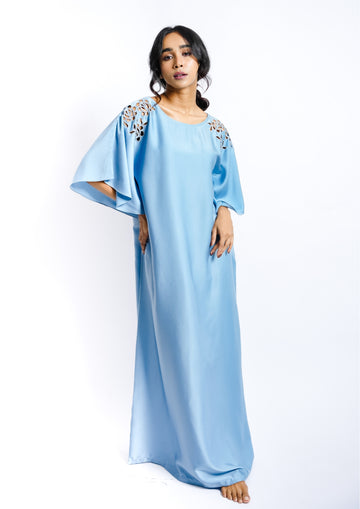 Satin Nighty with Cut-Work Shoulder Detail