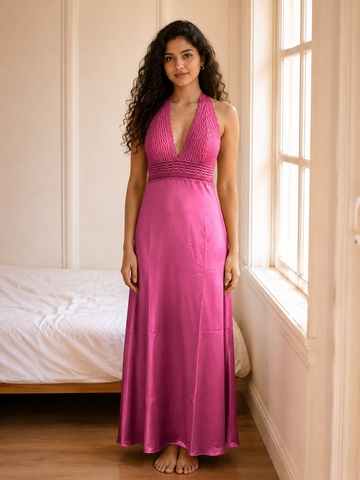 Fuchsia - Satin Baby Doll