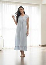 Blossom Mist Embroidered Sleeveless Nighty