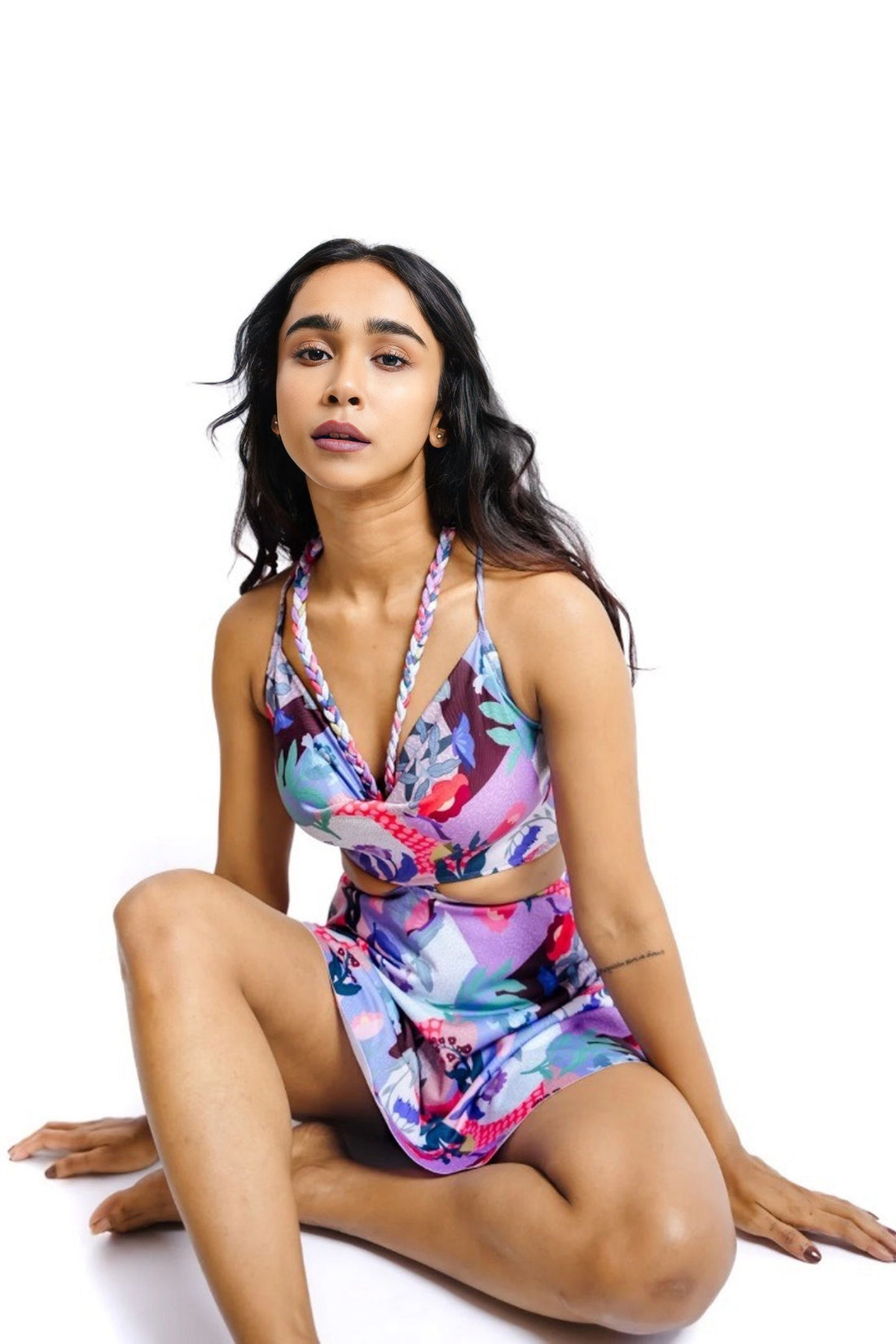 Flaunt Your Style with Our Gardenia Print Frock Style Swimsuit