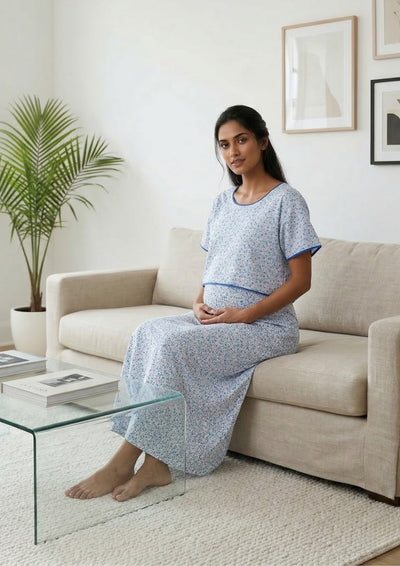 Blue - Cotton feeding nighty