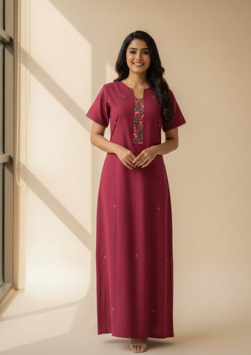 Crimson - 100% Spun Cotton nighty