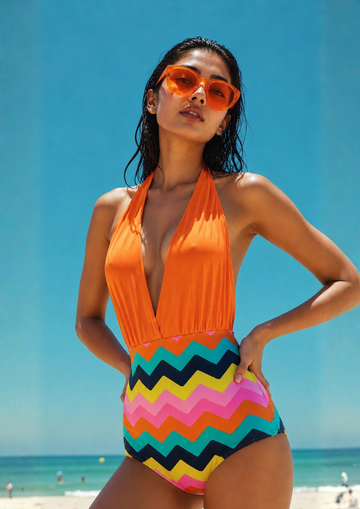 Sunset Wave Halter Monokini