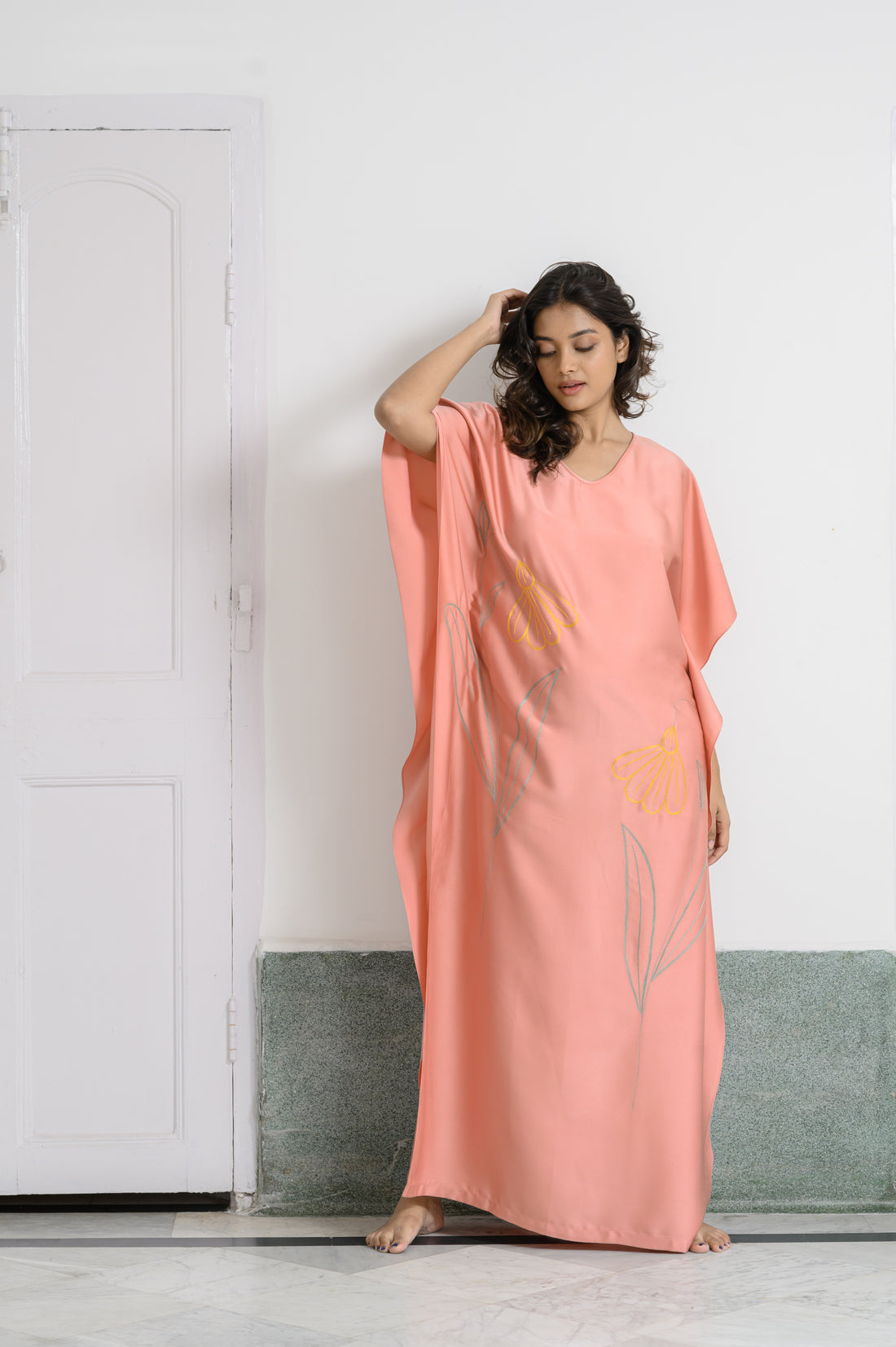 Satin Embroidered Fancy Kaftan