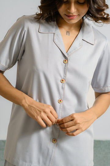 Soft Grey Satin pajama set