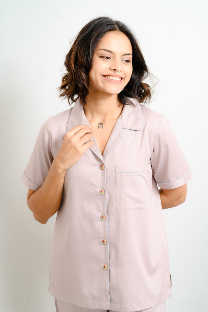 Experience Timeless Elegance with Our Rose Pink Cotton Classic Style Pajama Set