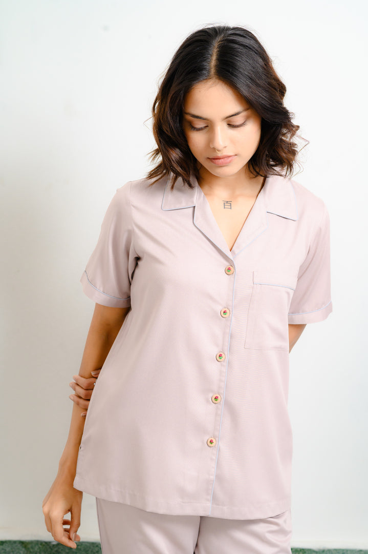 Experience Timeless Elegance with Our Rose Pink Cotton Classic Style Pajama Set