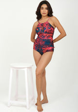 Crimson Cascade – Cutout Swimsuit