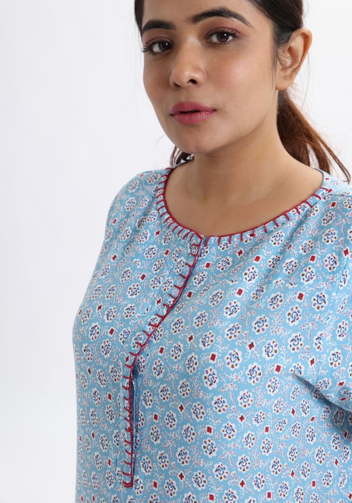 Lightweight Rayon Cotton Embroidered Nighty