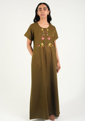 Olive - 100% Spun Cotton nighty