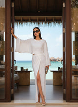 White - Crepe beach dress