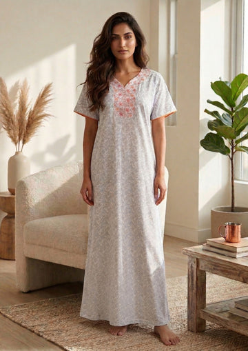 Embroidered - Cotton nighty