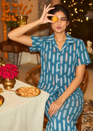 Teal - Cotton Pajama Set